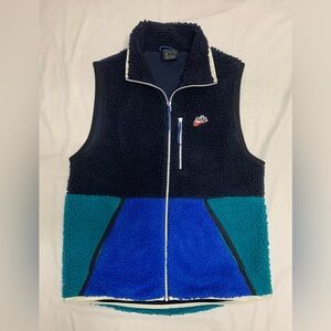 Nike NSW Full-Zip Fleece Sherpa Vest Obsidian Royal  Men’s sz Medium Pre-owned